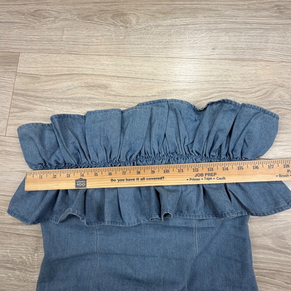 DO+BE Blue Strapless Ruffle Denim Mini Dress - Picture 7 of 10